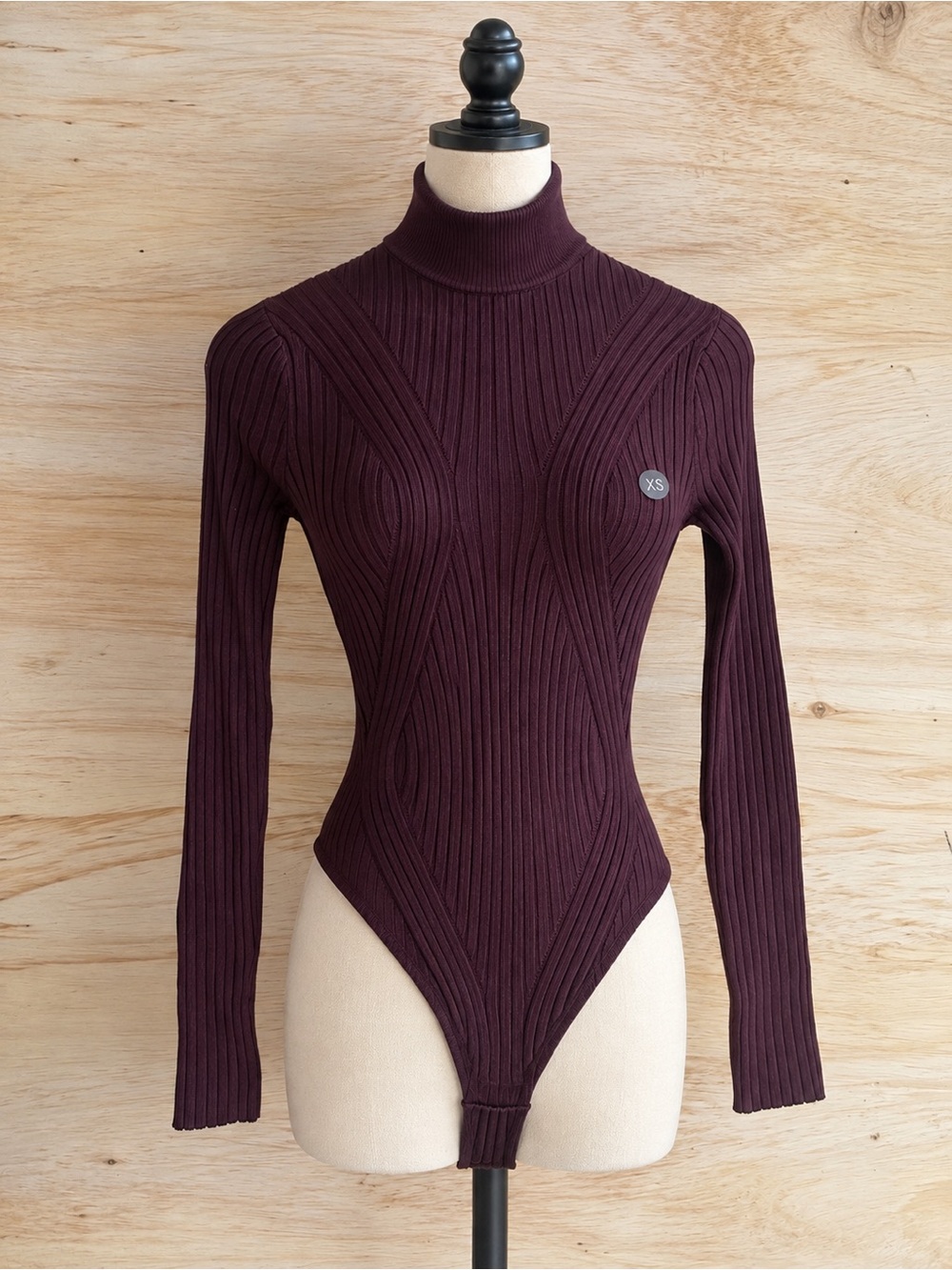 PacSun Ribbed Turtleneck Bodysuit in Plum